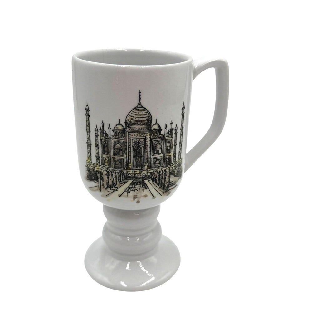 Kaysons 1965 Fine Porcelain China Mug Taj Mahal India Souvenir Footed Cup - READ